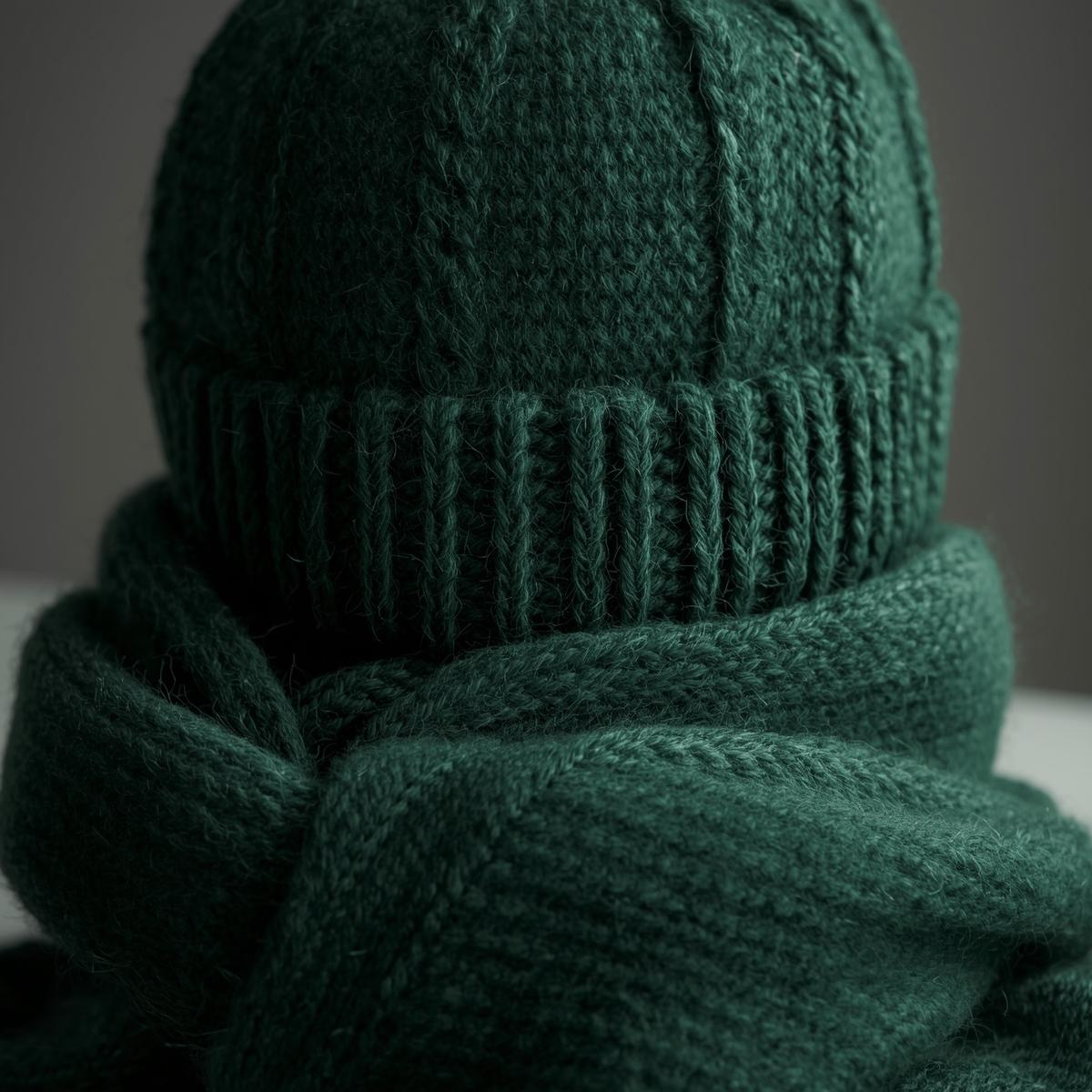 Hand-knitted possum merino hat and scarf set