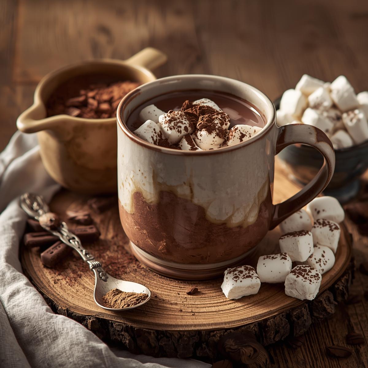 Artisan hot chocolate gift set with handmade mug